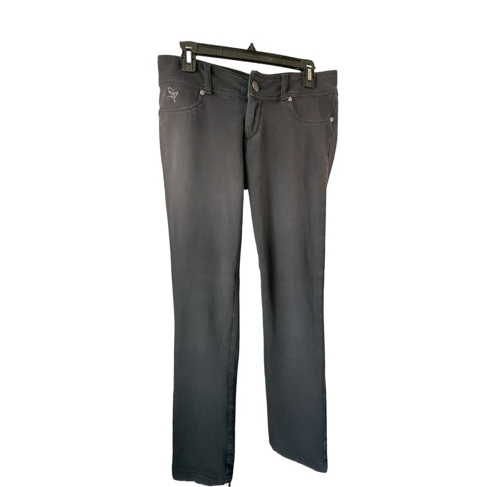Seven 7 Womans Denim Tummyless High Rise Skinny Jeans Size 27 Black 95%5%Spandex